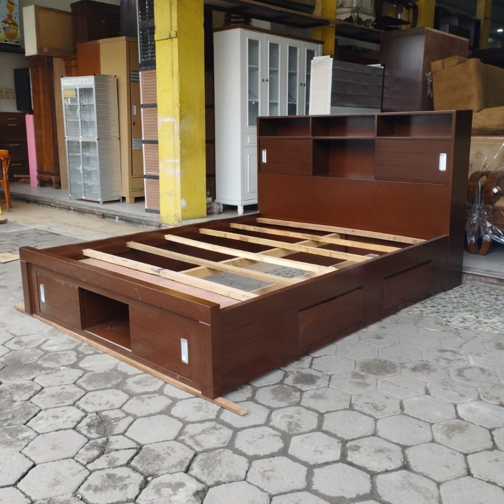Jual Dipan Tempat Tidur Kayu Solid Blockteak 18mm Minimalis – Laci ...