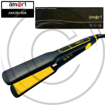 AMORI 908 Catokan Rambut Plat Lebar (Wide Plate) Dengan Nano Titanium Ceramic MCH Heater CO