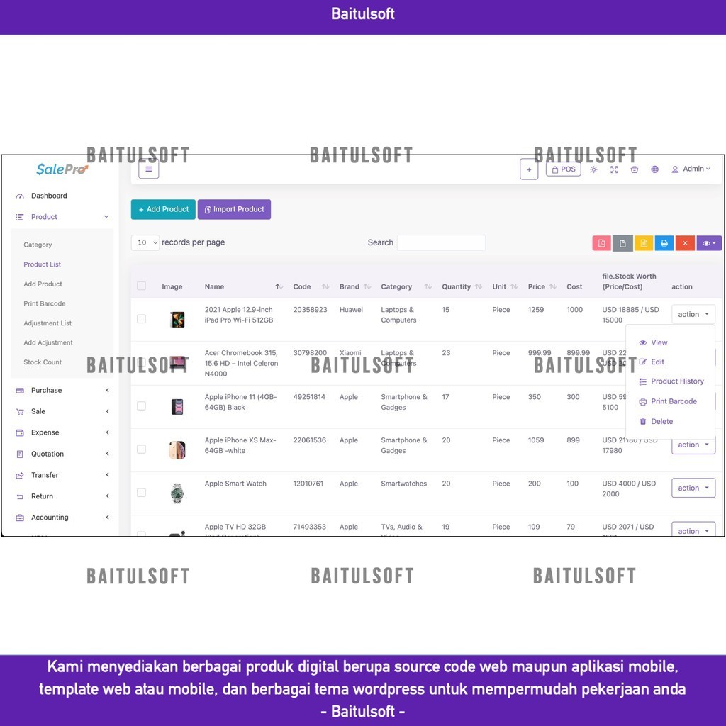 Jual SOURCE CODE APLIKASI WEB SALEPRO POS, INVENTORY MANAGEMENT SYSTEM ...