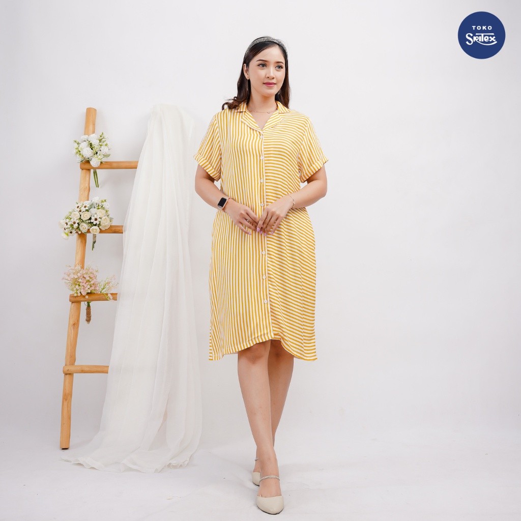 Jual Toko Sritex Cloud Nine Lili Striped Dress - Kuning | Shopee Indonesia