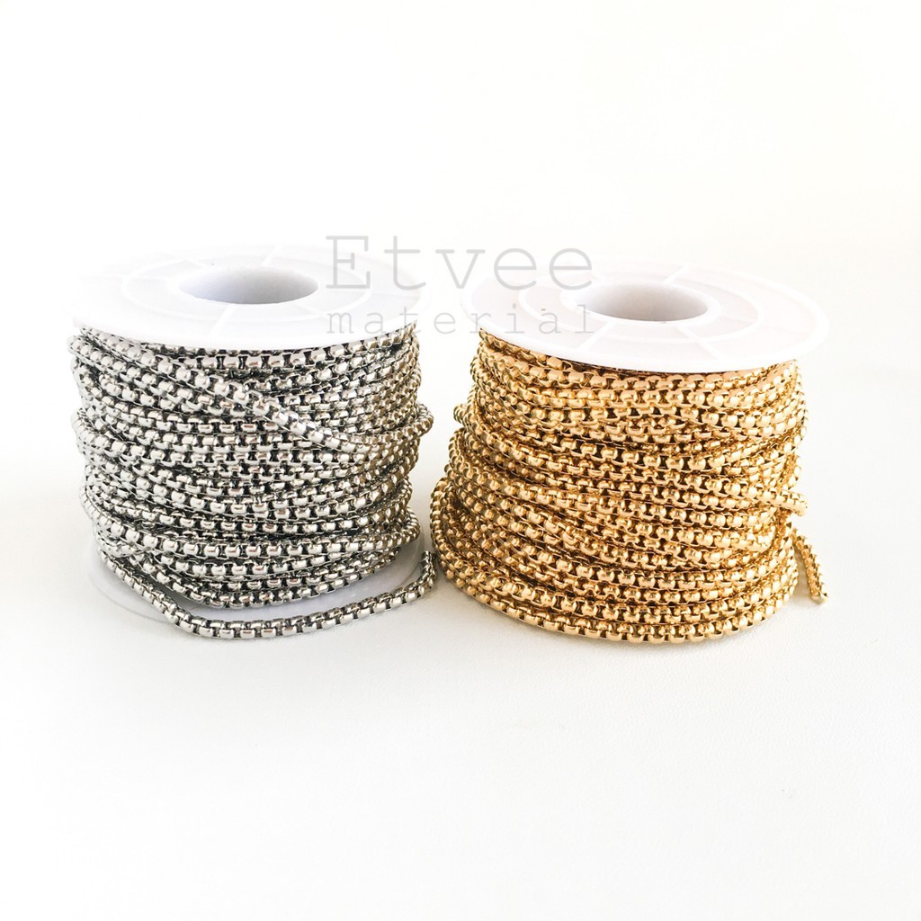 Jual (ROLL) Square pearl chain rantai rolo kalung gelang STAINLESS ...