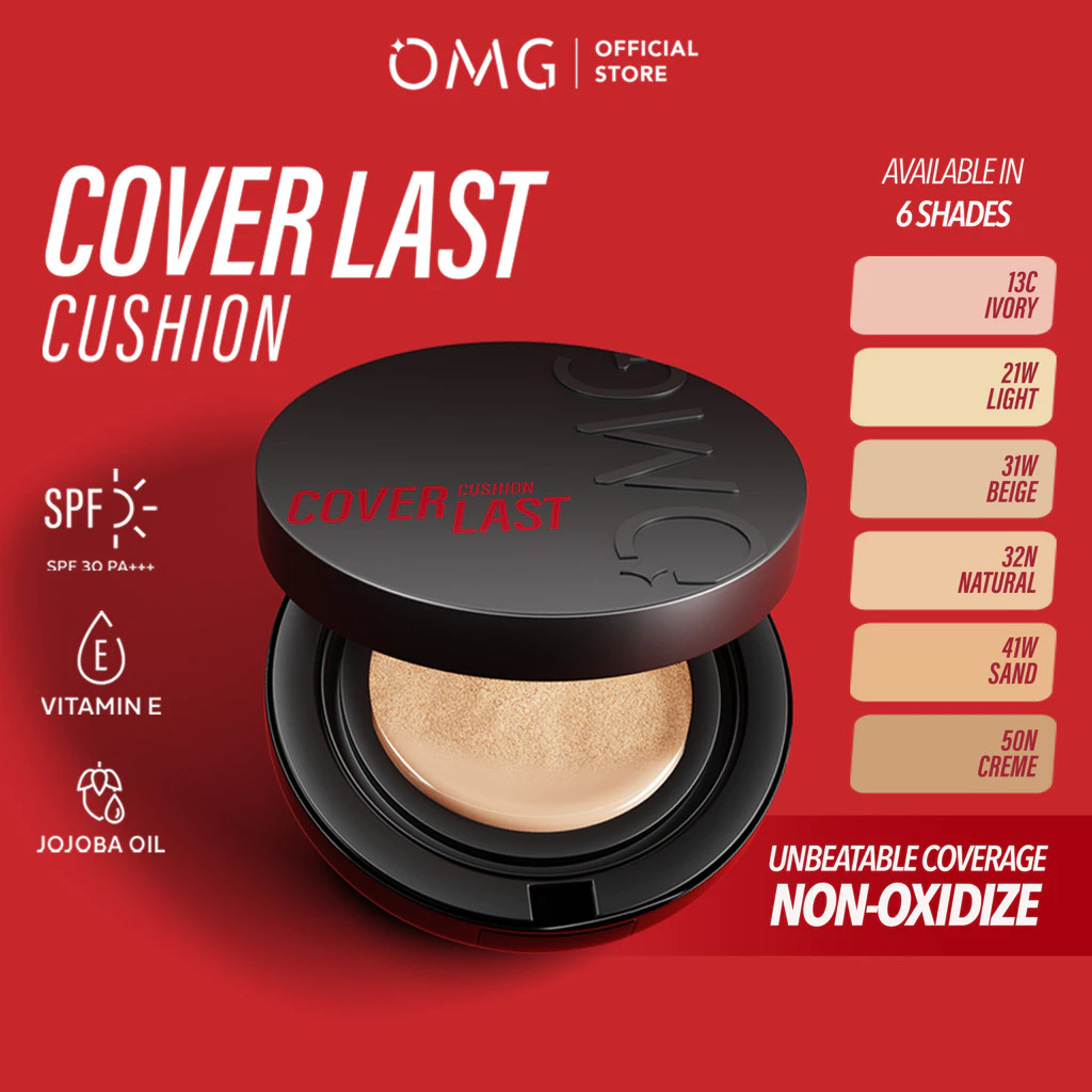 Omg oh my glam coverlast cushion 15g - cushion foundation concealer skin
