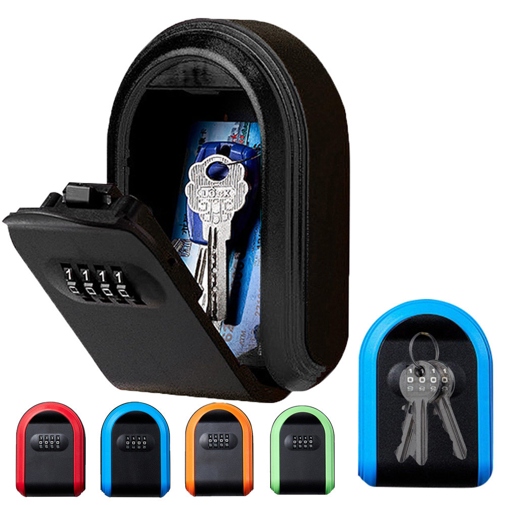 Key Lock Box, 4 Digit Combination Key Storage Lock Box With Resettable Code Portable Key Safe Box For Door Knob Realtors Contractors