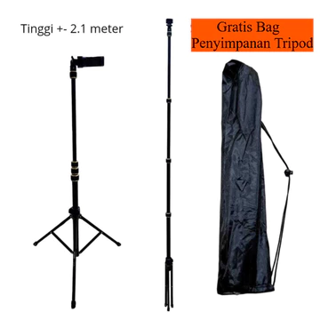 Tripod HP Metalic Tebal 2.1 Meter Type X21 Tripod HP 2.1 Meter Tripod Handphone Chrome Gratis