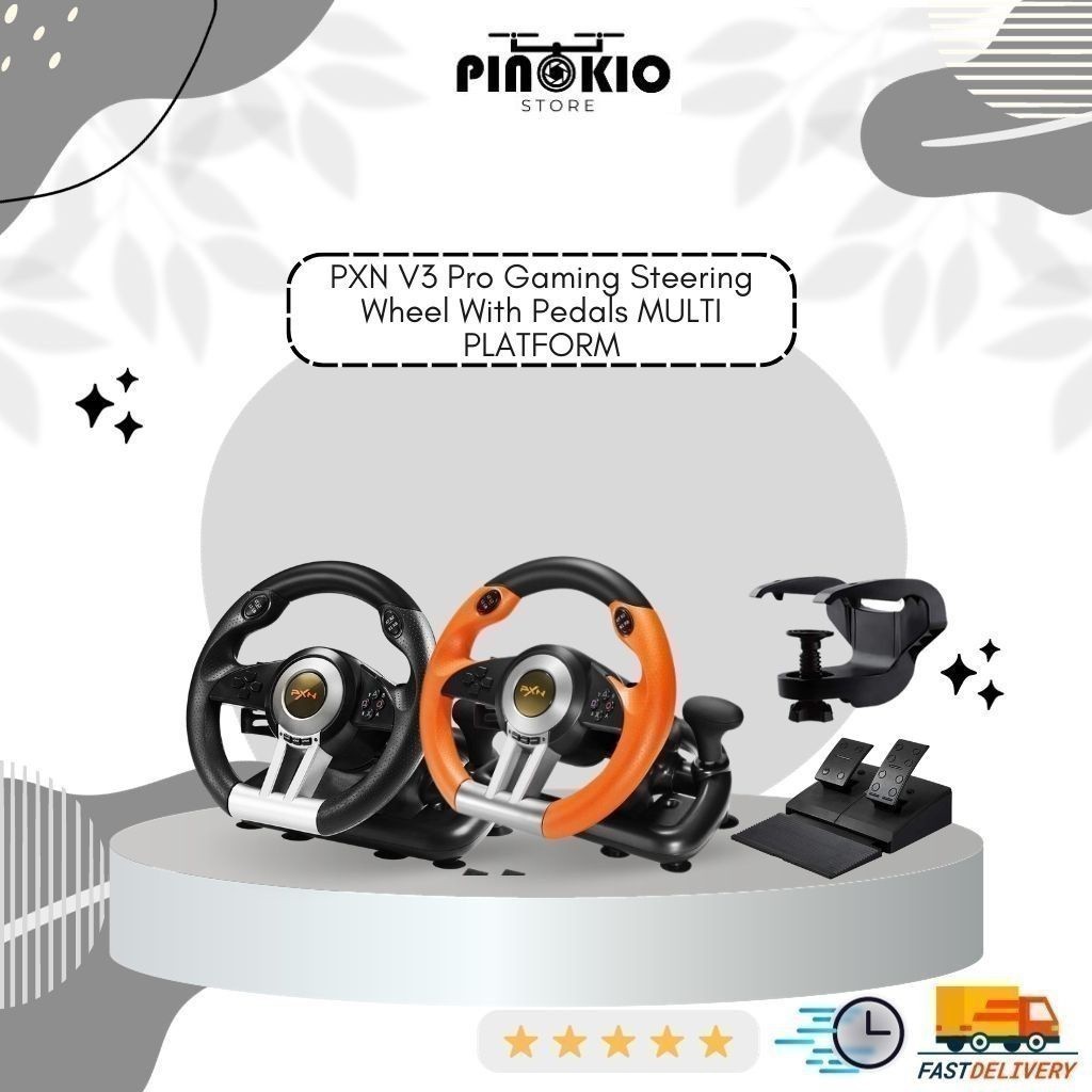Jual 348 PXN V3 Pro Gaming Steering Wheel With Pedals MULTI PLATFORM ...