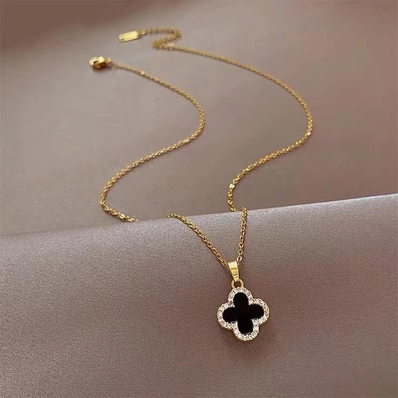 [COD] Kalung Liontin Titanium Semanggi Wanita Korea Anti Kar