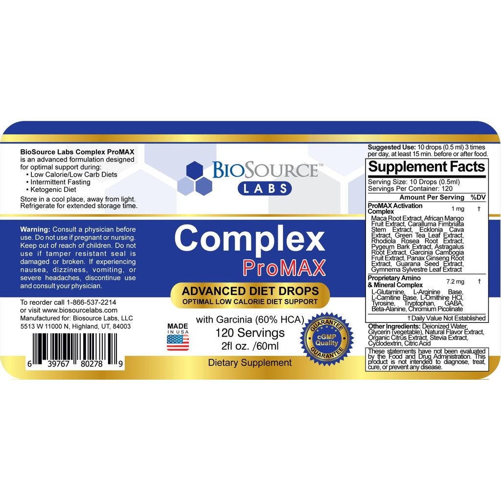 Jual BioSource Labs Complex ProMAX Premium Diet Drops (1 x 2 oz Bottle ...
