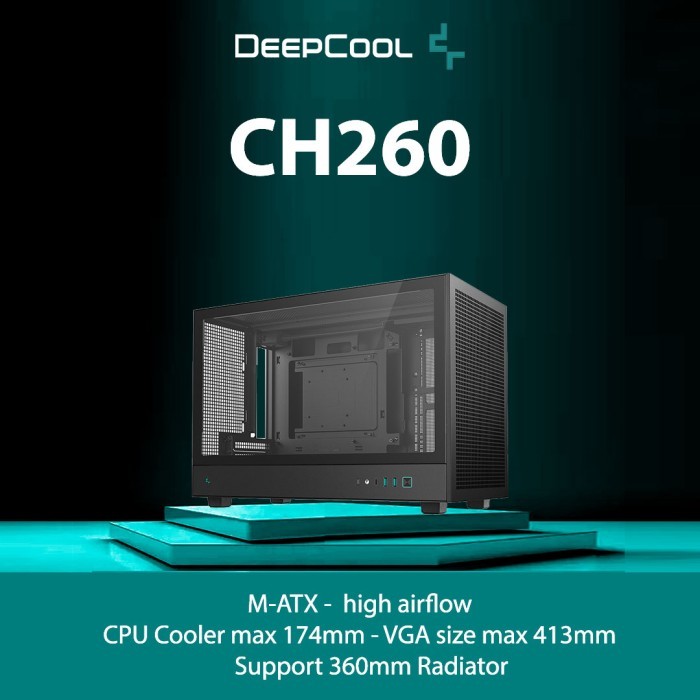 Deepcool CH260 Black M-ATX Casing Komputer