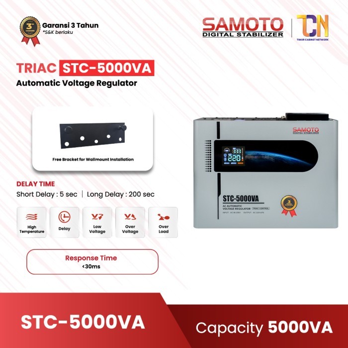 Jual Stabilizer Samoto 5000VA STC5000 Triac Control Digital Stavolt ...