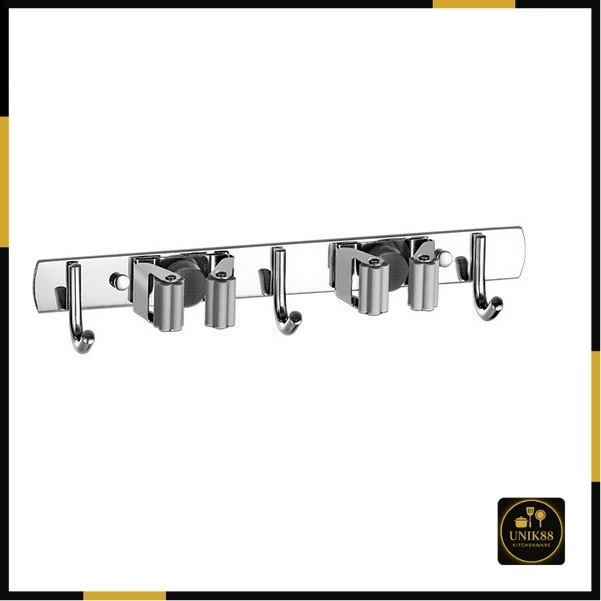 [UNIK88] Gantungan Sapu Pel Stainless Penjepit Peralatan Dapur/Kamar Mandi | AutoStock