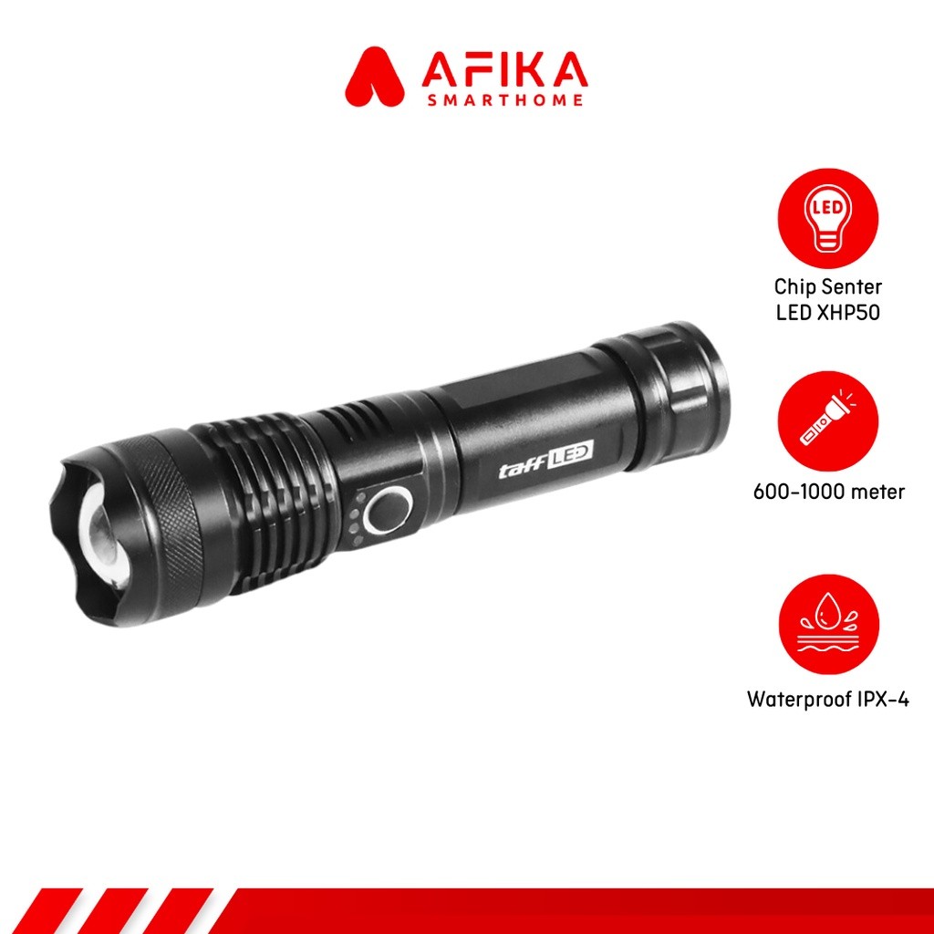 Jual Senter LED USB Jarak Jauh Recharge XHP50 Waterproof dengan 18650 ...
