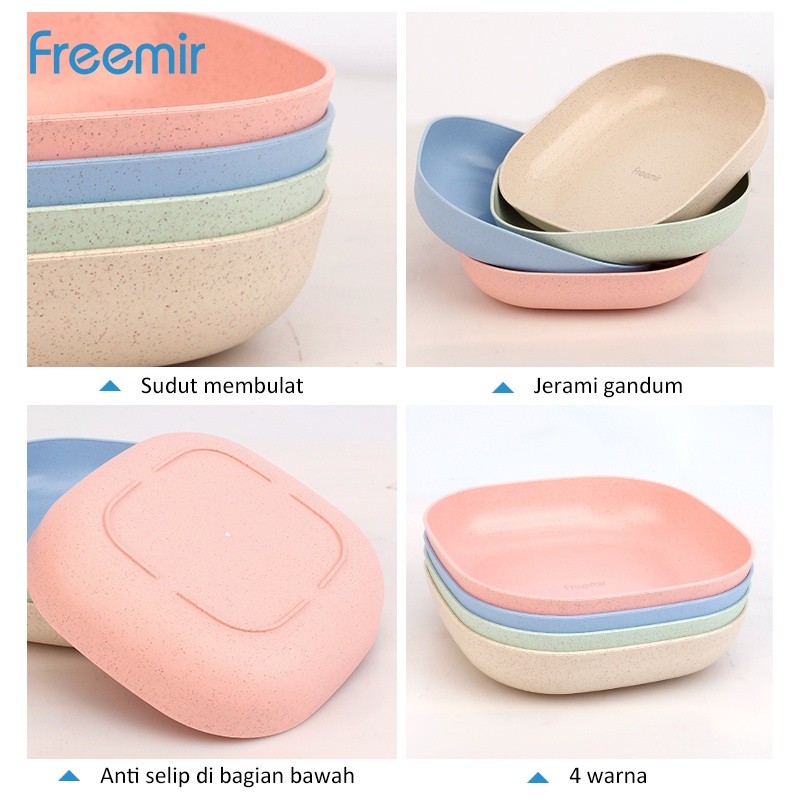Jual Piring fremier 15 Cm Plastik Wheat Straw Square Plate Piring Makan ...
