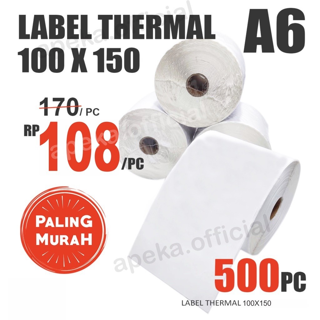 Jual MS7 Kertas Thermal Sticker Label Barcode Roll ukuran A6 100x150 mm ...