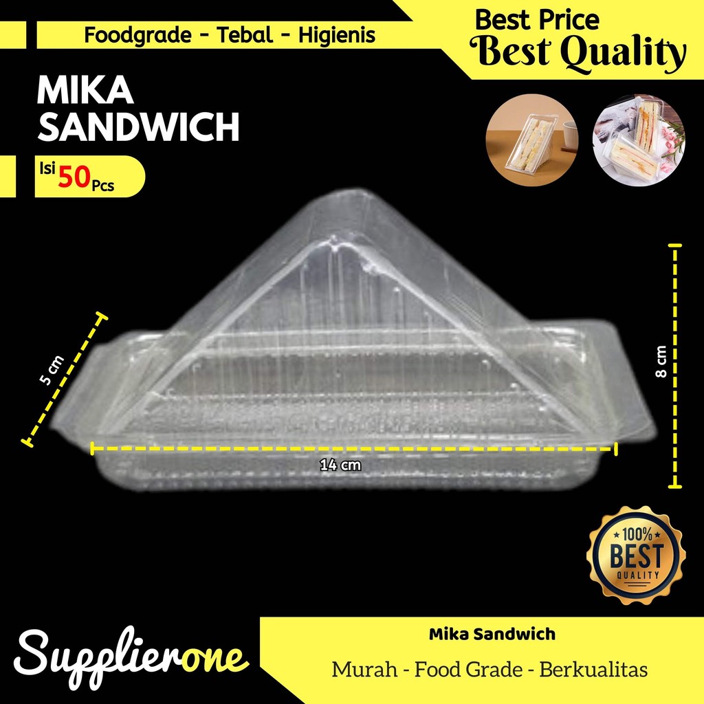 Jual Mika Sandwich Segitiga isi 50pcs / Tempat Tray Kotak Mika Sandwich ...