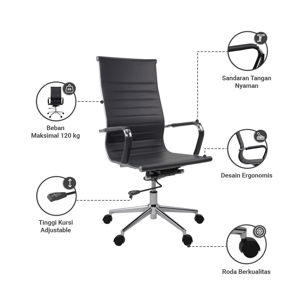 Jual Informa Hopper Kursi Kantor Sandaran Tinggi - Hitam Tempat Duduk ...
