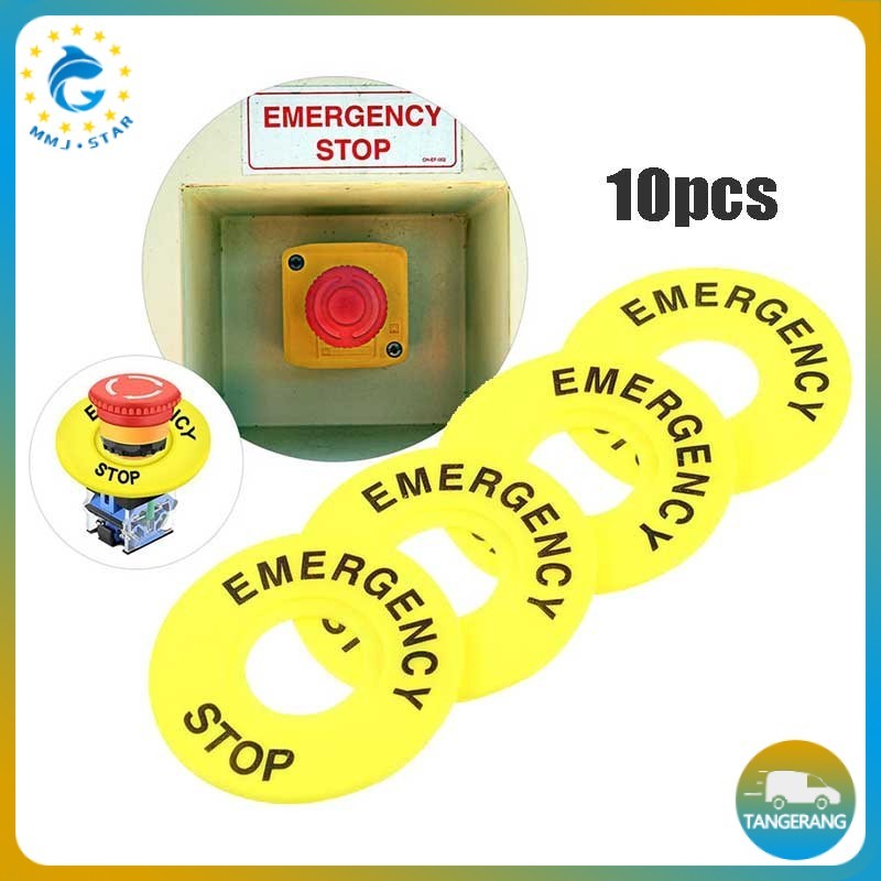 Jual 10pcs Name Plate Emergency Stop Label Emergency Stop 22mm(60mm ...