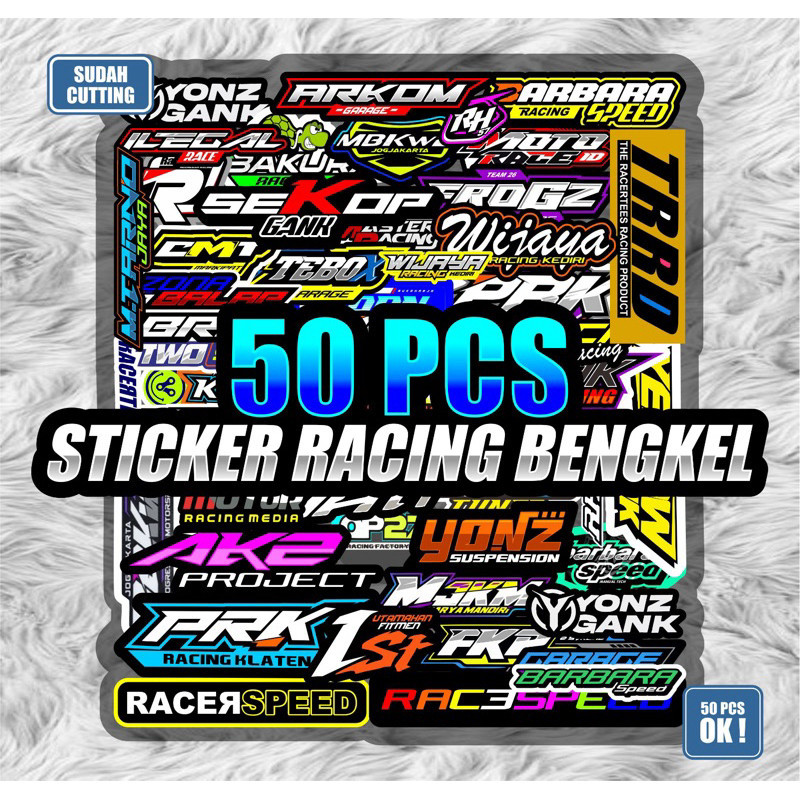 Jual Stiker Sponsor Racing Balap Isi 50Pcs Bengkel Balap 2 Anti Air ...