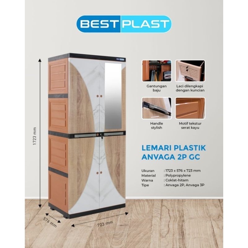 Jual Bestplast Lemari Plastik 2p Full Rak Hanger Kunci Kaca