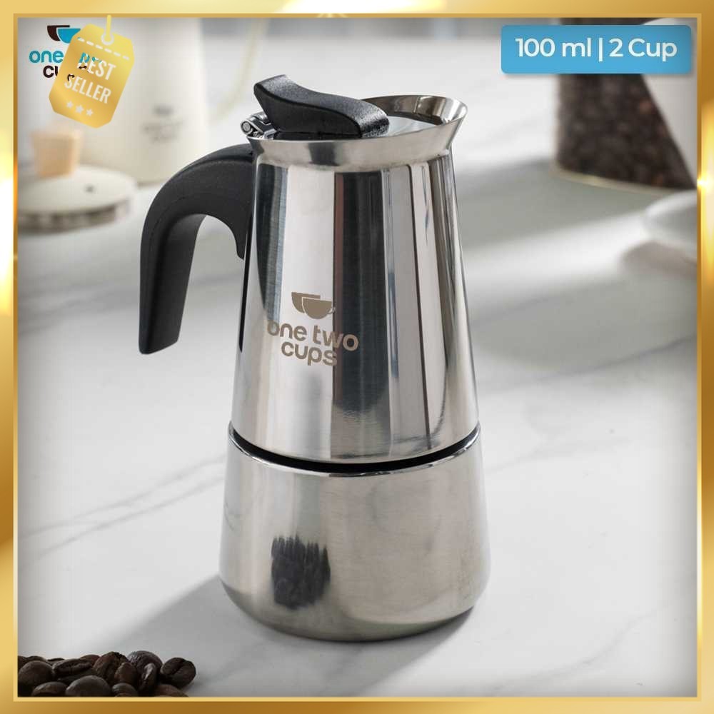 Jual One Two Cups Moka Pot Espresso Coffee Maker Stovetop 2 Cup 100ml ...
