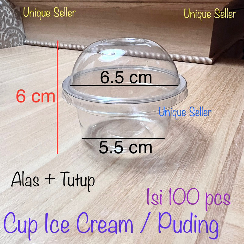 Jual [Isi100] Cup Ice Cream Puding Mini 6.5 cm / Tray Mika Cup Mochi ...