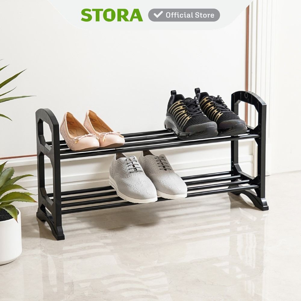 Jual Stora Rak Sepatu Stackable 2 Tingkat - Hitam Shoe Rack Organizer ...