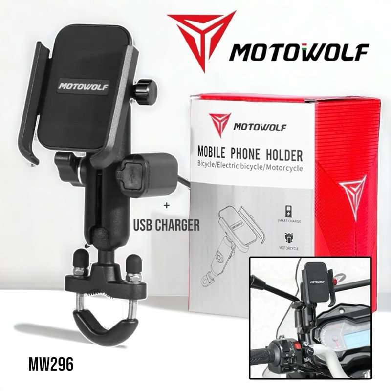 HOLDER HANDPHONE MOTOWOLF V3 ORIGINAL 100% DUDUKAN SPION ROTATE 360 DERAJAT PNP UNIVERSAL SEMUA MOTOR