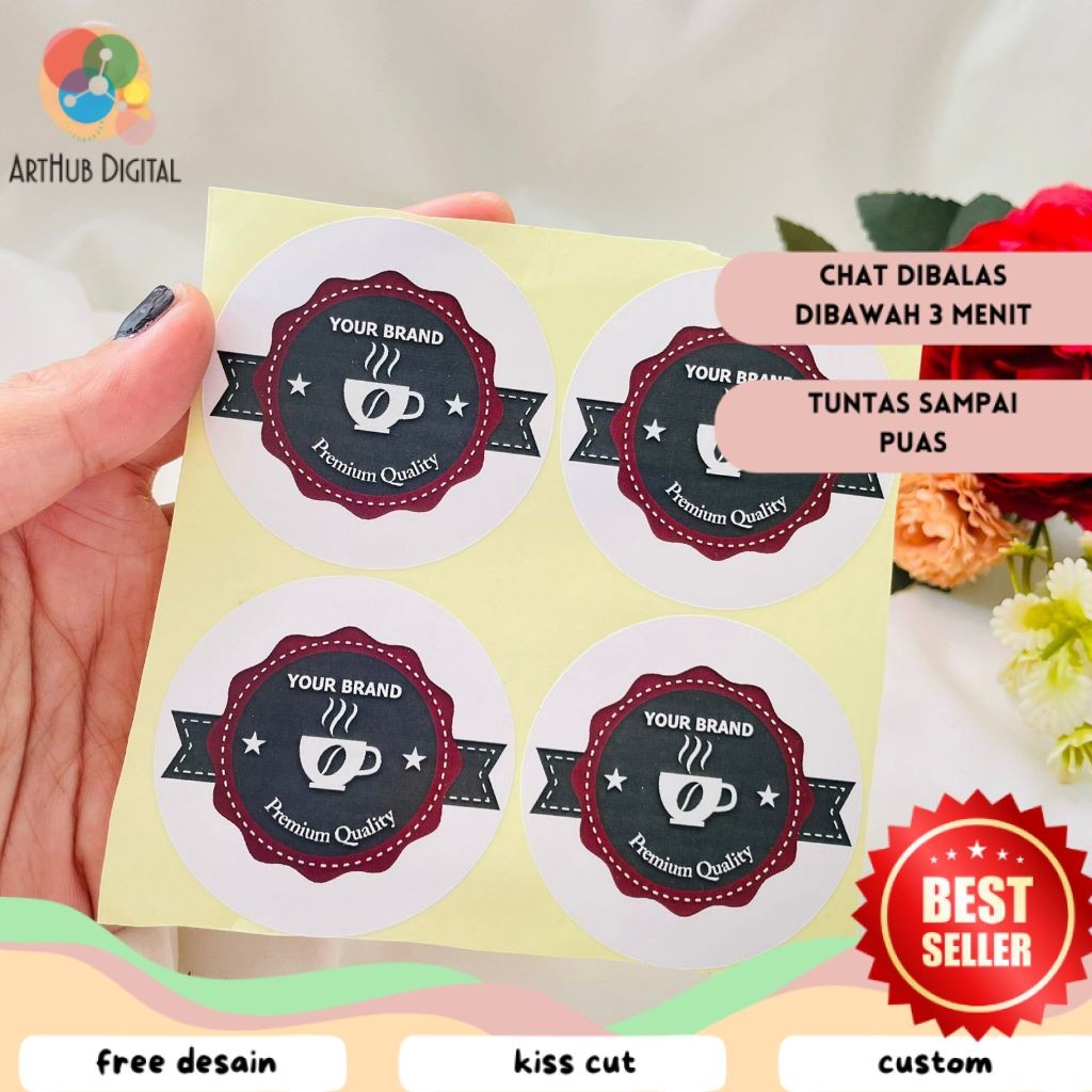 Jual AHD 2-4 Cetak Sticker Label Minuman Murah Tema Kopi Stiker Kemasan ...