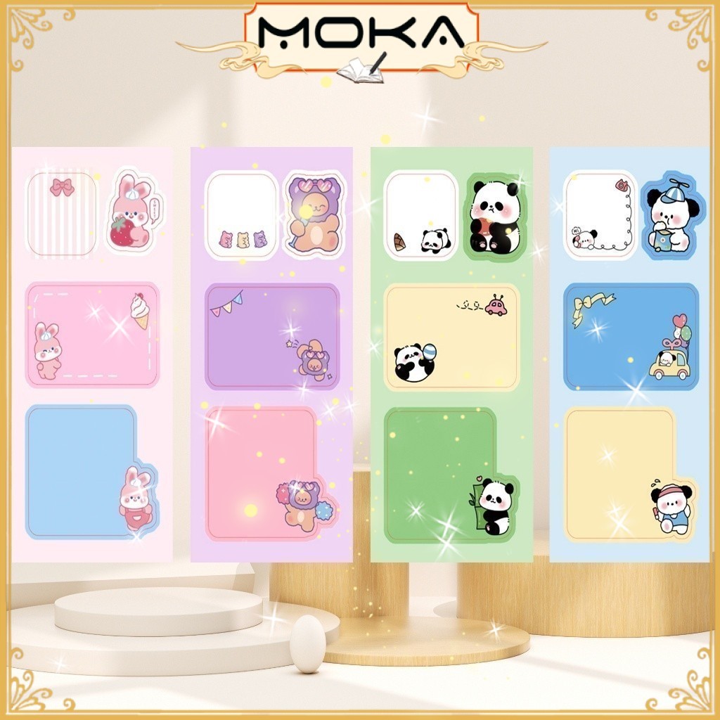Jual MOKA 1 SET STICKY NOTES STICKER 4 IN 1 MOTIF KARTUN AETSTHETIC ...