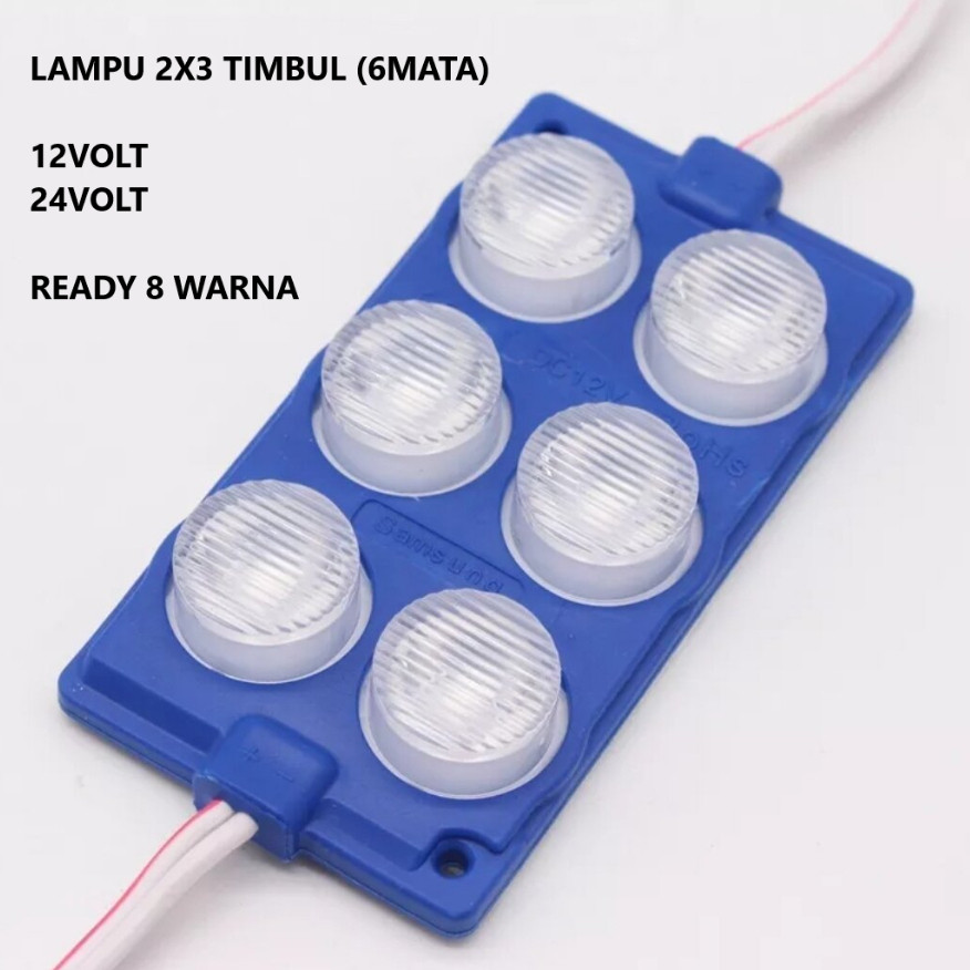 LAMPU LED 6 MATA 2X3 TIMBUL KOLONG BAK MOBIL TRUK MOTOR 12VOLT 24VOLT