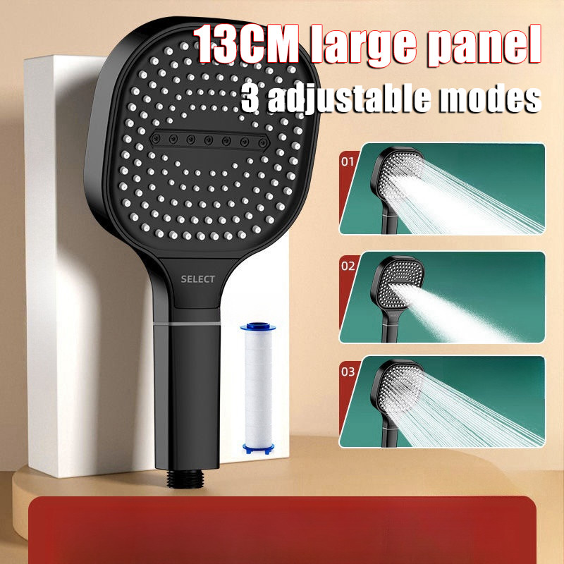 Jual 13CM Large Panel Nozzle 3 Modes Shower Head High Pressure Water ...