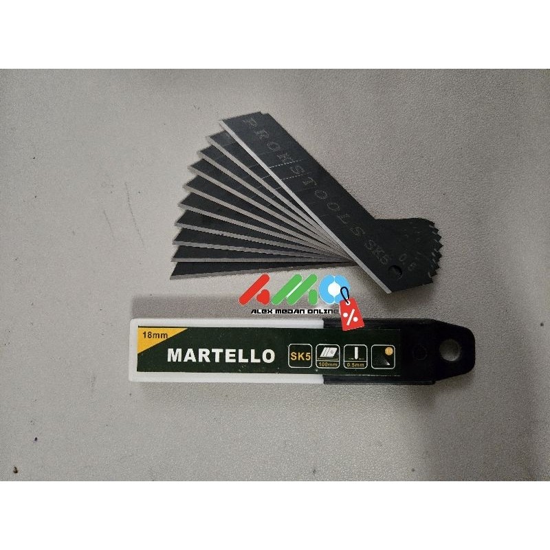 Jual Isi Cutter MARTELLO / Refill Pisau Cutter 18mm Hitam isi 10pcs ...