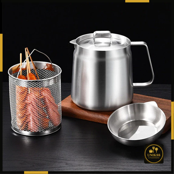 [UNIK88] Mini Deep Fryer Pot Multifungsi Pot Penggorengan Irit Minyak Ada Saringan Stainless Steel 304 | AutoStock