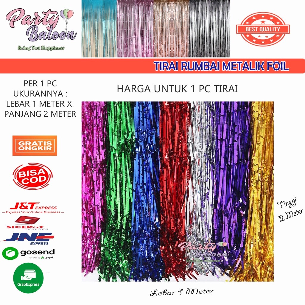 Jual Tirai Rumbai Ulang Tahun Metalik | Rumbai Ulang Tahun | Shopee ...