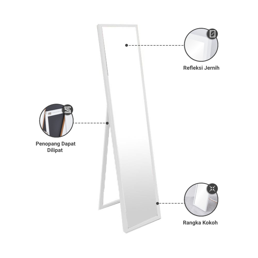 Jual Informa Cermin Lantai Wh7 33X150 cm - Putih Standing Floor Mirror ...