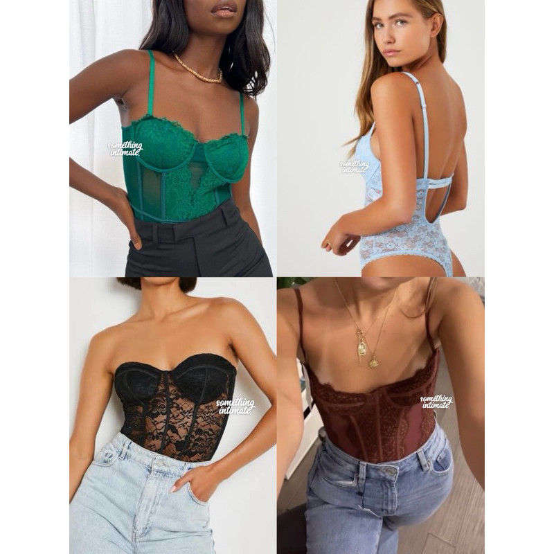 Jual FOREVER 21 Strapless Lace Corset Bustier Hot Mesh Lingerie Bodysuit  Overall Teddy Thong See Through Lingerie / Kemben Cami Crop Small Big Size  Sexy Baju Dinas Lingerie Korset Long Torso Bodice