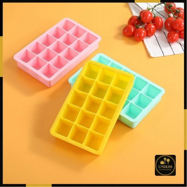 [UNIK88] etakan Es Batu 15 KOTAK Sillicone Wadah MPASI/Kaldu/Es Batu BPA FREE Silicone Tahan Panas Dingin | AutoStock