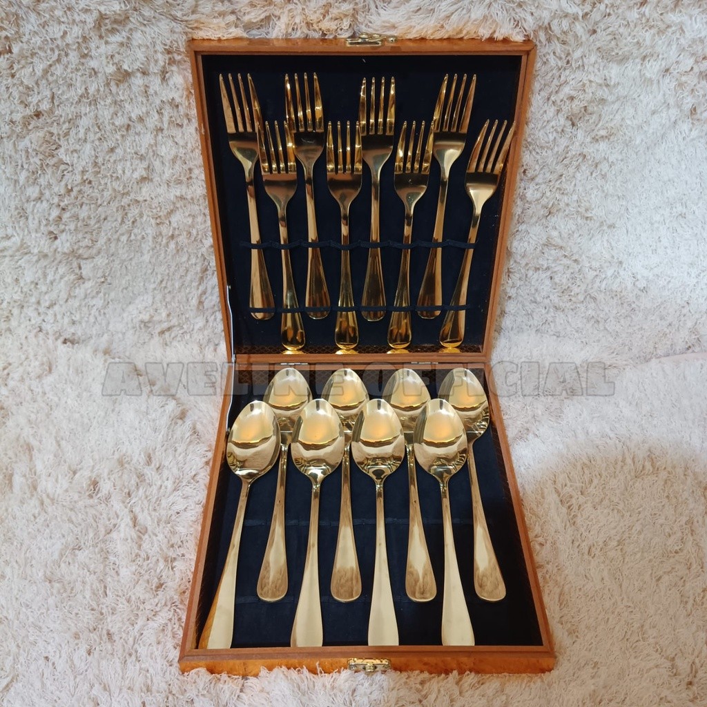 Jual VF56TY Aveline Sendok Set Sultan / Sendok Gold / Cutlery Set ...
