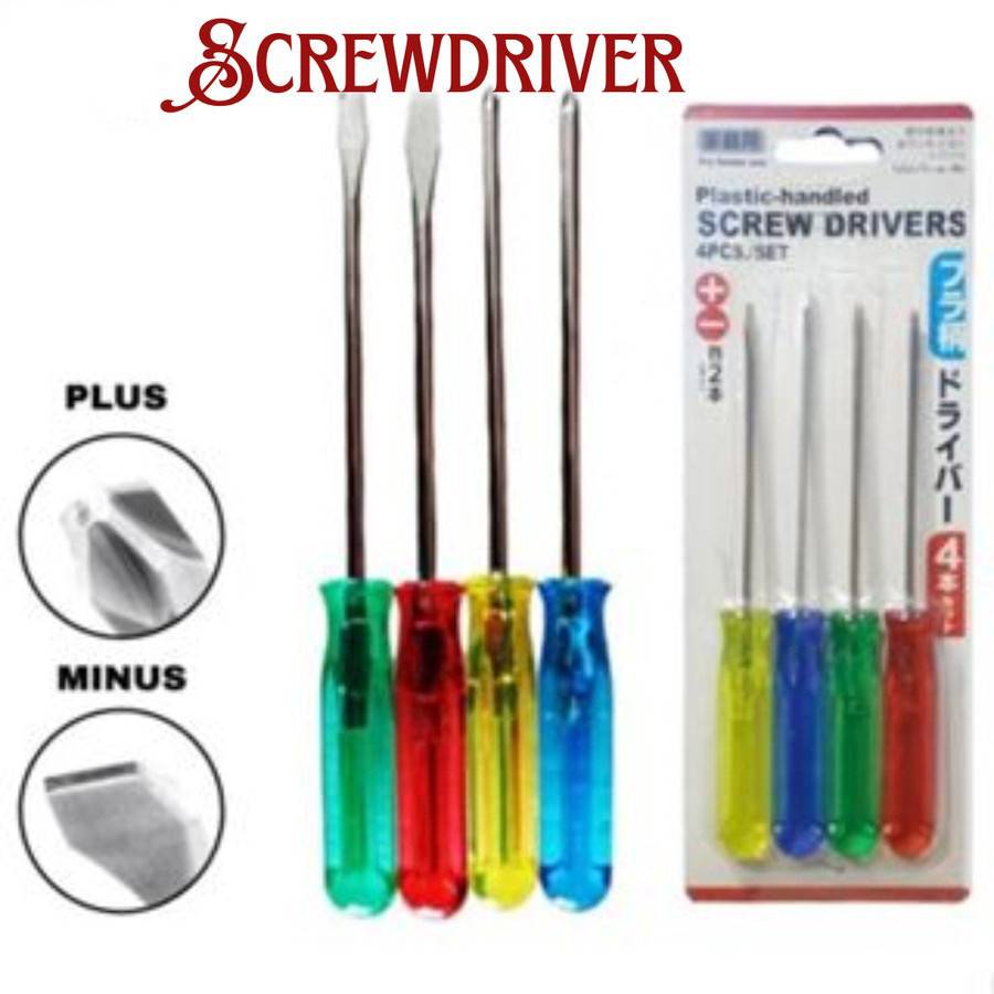 Jual Obeng Set 4 Pcs Plus Minus Multifungsi Obeng Bunga Poros Obeng ...