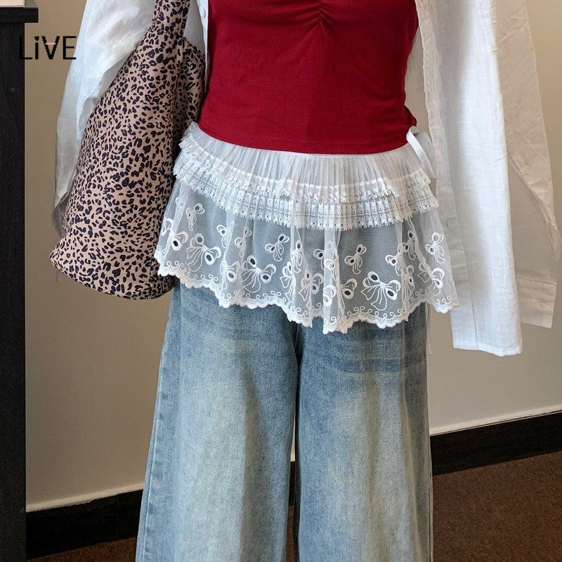 Jual ALIVEF - Gaya Balet Renda Jala Rok Wanita Musim Semi Putih Pendek ...