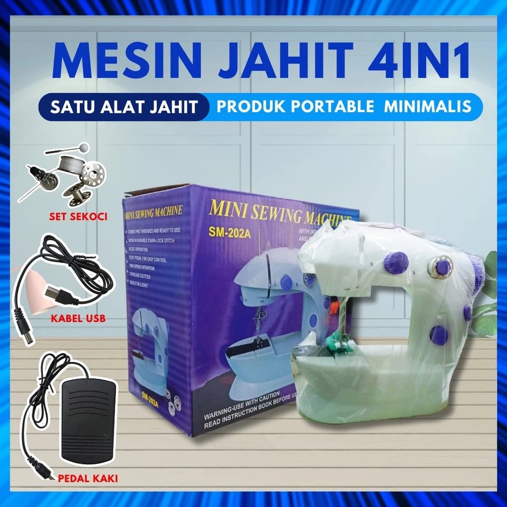 mesin jahit 4 in 1 seweing machine FHSM-201 | AutoStock