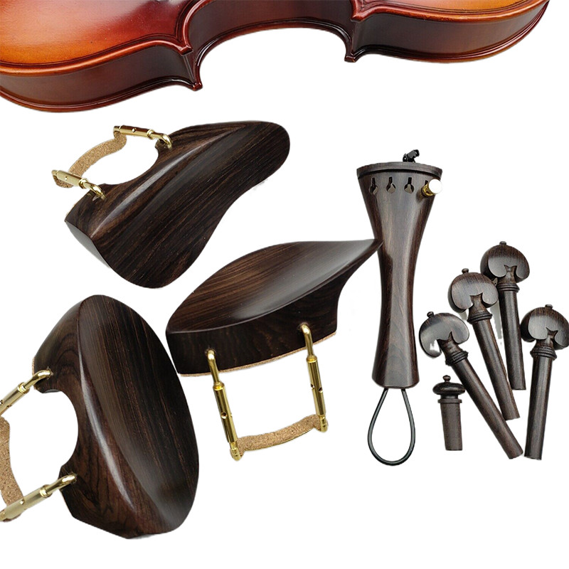 Jual 4/4 Fiddle Violin Accessories Set Pegs Tailpiece Chinrest With ...