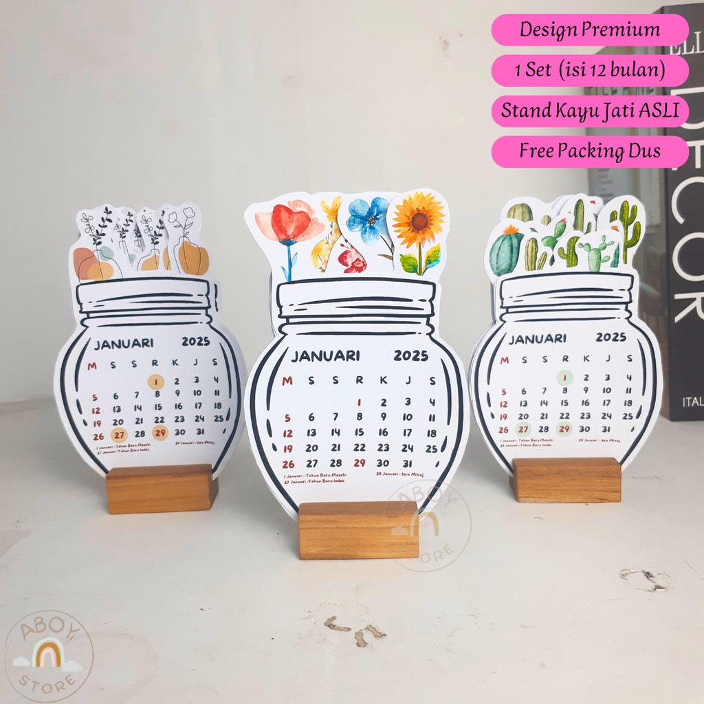 Jual Kalender Meja Aesthetic 2025 Bunga / Kalender Aesthetic Meja ...