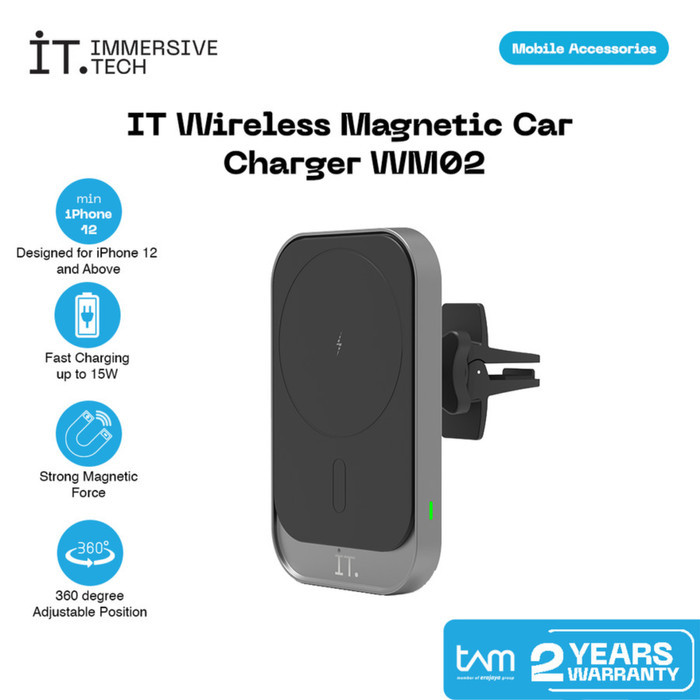 Jual IT Wireless Magnetic Car Charger WM02 - Black Hitam | Shopee Indonesia