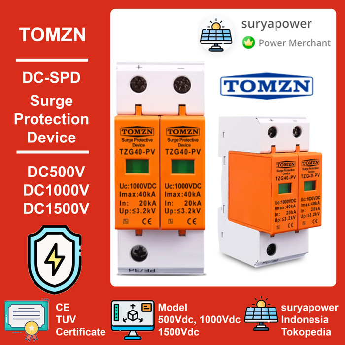 Jual SPD DC - 500V 1000V 1500V - SURGE ARRESTER DC - TOMZN - SURYAPOWER ...