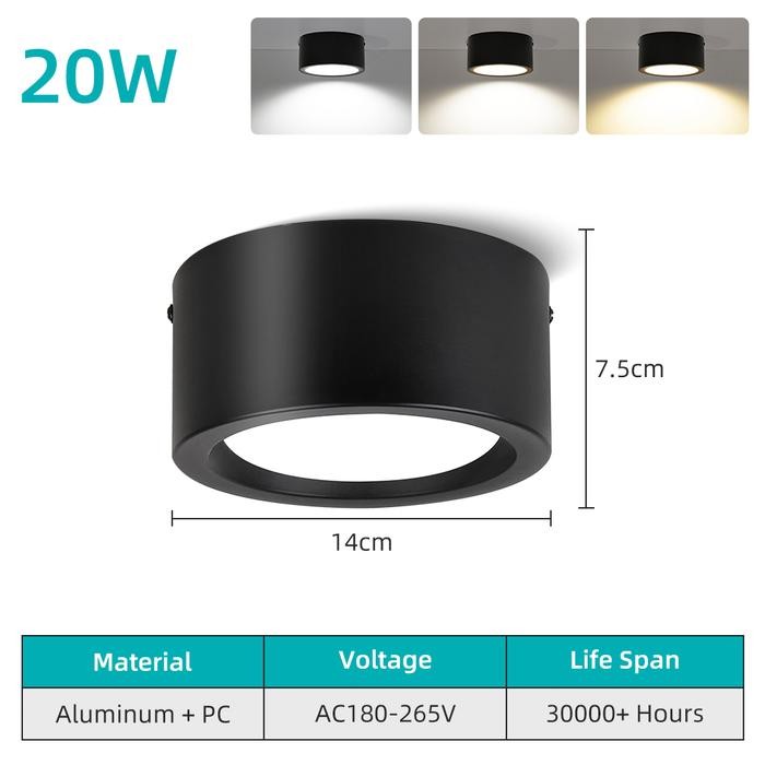 Jual LED Downlight 3 Warna Pin Pin Light Surface Dipasang 20W 30W Bulat ...