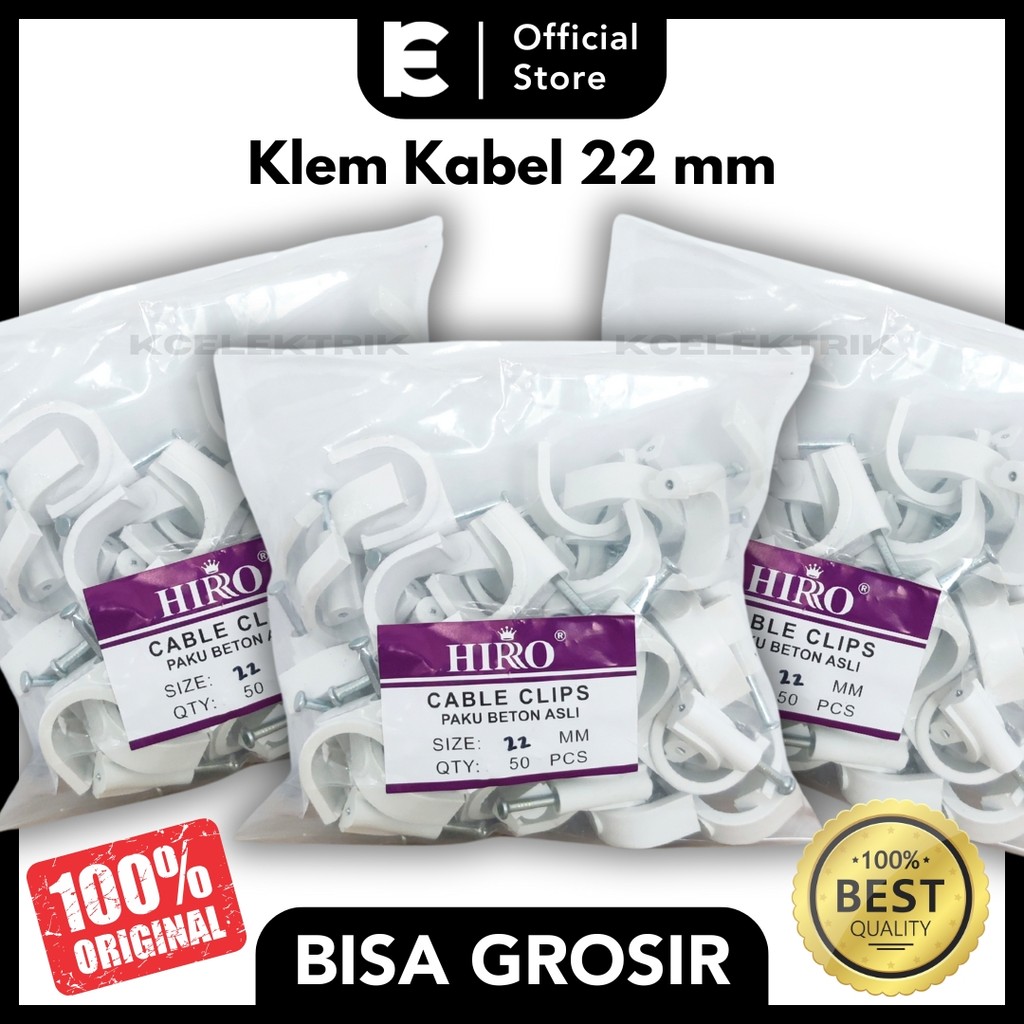 Jual Klem Kabel 22mm Cable Clip 22mm HIRO untuk Manajemen Kabel Rapi ...