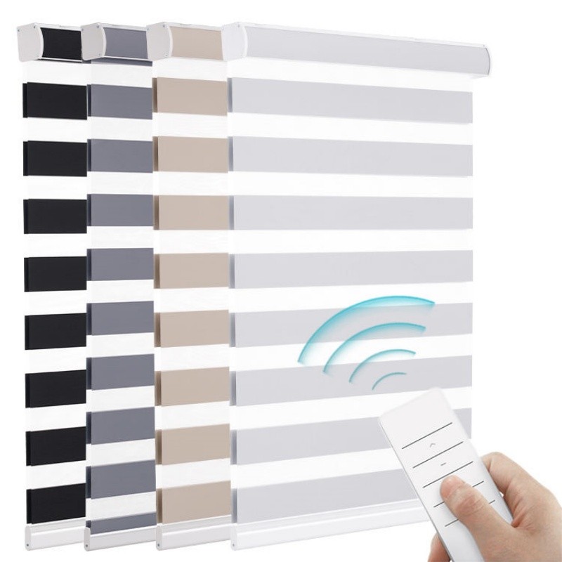 Jual Cordless Motorized Zebra Blinds With Wifi Tuya Motor Remote ...