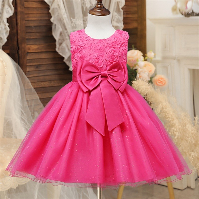 Flower Girl Dress for Wedding Baby Girls Elegant Princess Party Big Bow  Gown Birthday Kids Dresses for Girls Children Tutu Dress