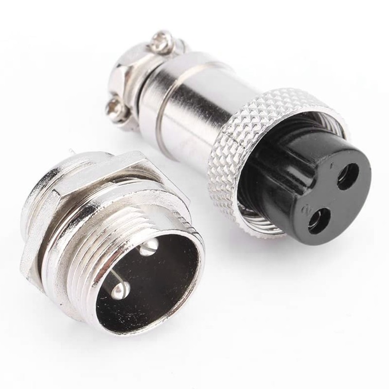 2 Set 8-Pin GX-16 Right Angle Microphone Connectors – For Charger, Aviation Radio, Panel Mount