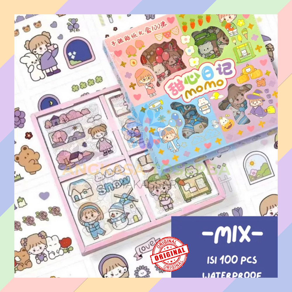 Jual SC20 Sticker MOMO Isi 100 Lembar Box Stiker Kartun Korea Lucu ...